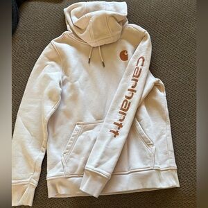 Carhartt Women’s Baby Pink Hoodie with Rust Logo